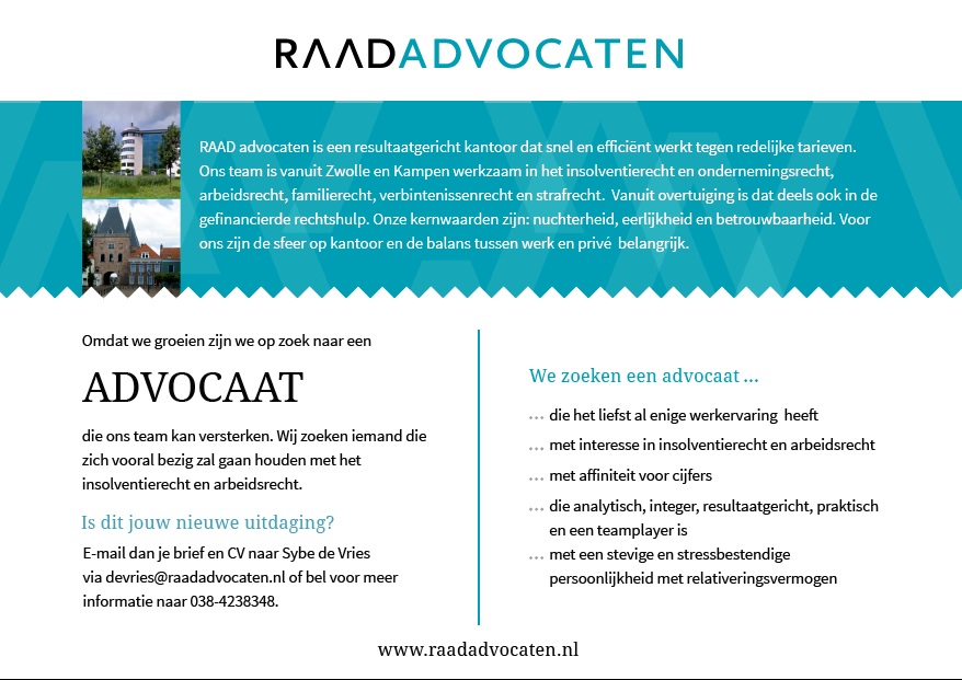 advertentie RAAD advocaten vacature advocaat